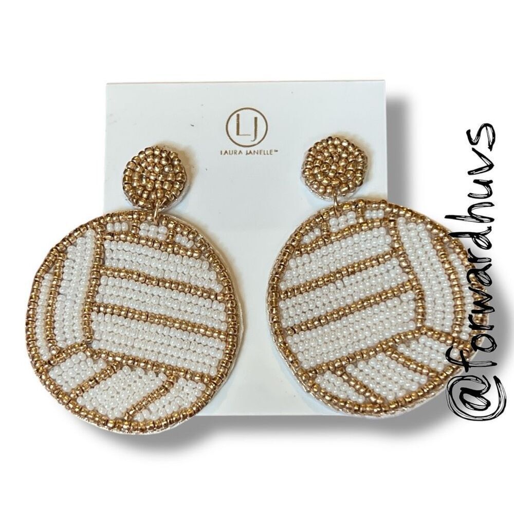 Hand Crafted Laura Janelle Volleyball Bead Earrings